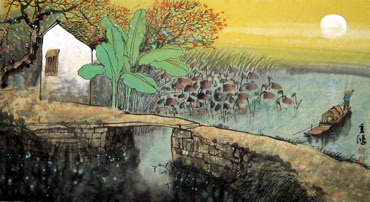 Chinese Water Township Painting,50cm x 80cm,1579031-x