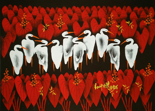 Flowers & Bird Watercolor Painting,55cm x 40cm(22〃 x 16〃),cqt7103010-z