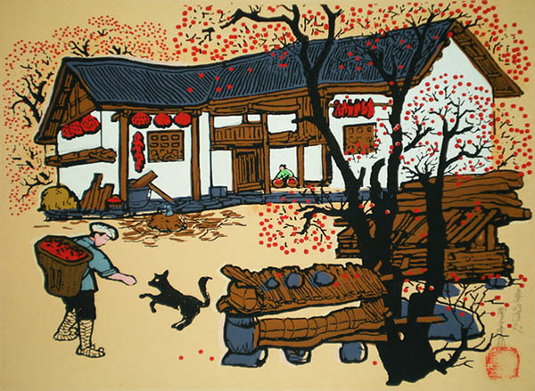 Peasant Watercolor Painting,36cm x 52cm(14〃 x 20〃),cqt7103016-z