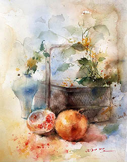Flowers & Bird Watercolor Painting,25cm x 35cm,cyy72107007-x