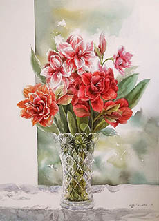 Flowers & Bird Watercolor Painting,53cm x 75cm,fbj72108005-x