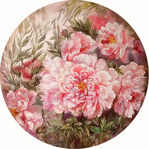 Flowers & Bird Watercolor Painting fbj72108012, , 50cm x 50cm(19〃 x 19〃)