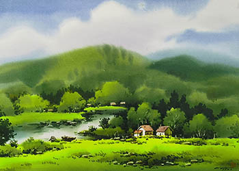 Scenery Watercolor Painting,56cm x 76cm,hl71112005-x
