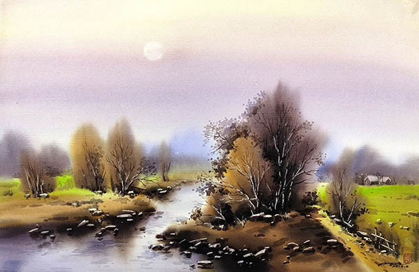 Scenery Watercolor Painting,50cm x 75cm(19.6〃 x 29.5〃),hl71112006-z