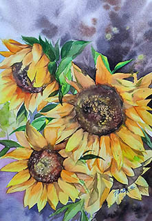 Flowers & Bird Watercolor Painting,55cm x 40cm,pz72109006-x