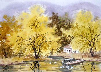 Scenery Watercolor Painting,36cm x 52cm,wcl71184008-x