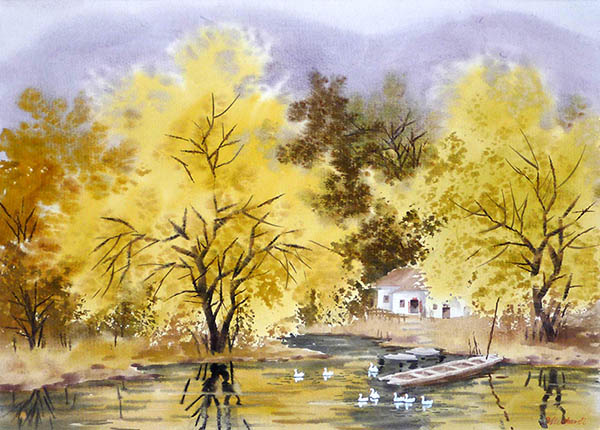 Scenery Watercolor Painting,36cm x 52cm(14〃 x 20〃),wcl71184007-z