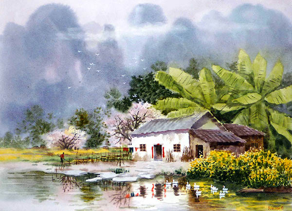Scenery Watercolor Painting,36cm x 52cm(14〃 x 20〃),wcl71184008-z