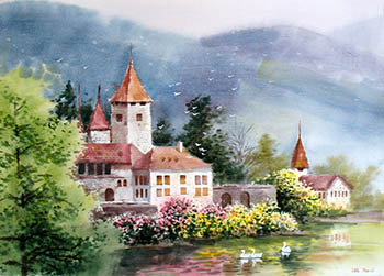 Scenery Watercolor Painting,55cm x 40cm,wcl71184018-x