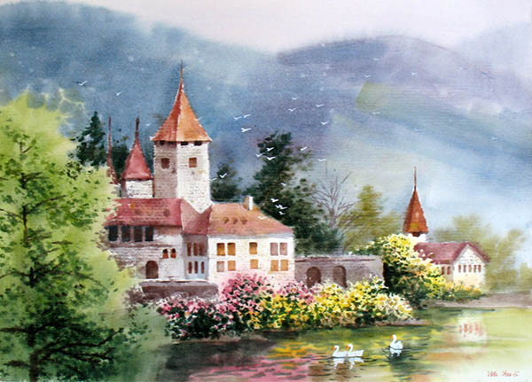 Scenery Watercolor Painting,55cm x 40cm(22〃 x 16〃),wcl71184010-z