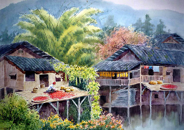 Scenery Watercolor Painting,53cm x 75cm(21〃 x 29〃),wcl71184012-z