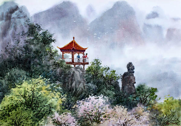 Scenery Watercolor Painting,55cm x 40cm(22〃 x 16〃),wcl71184013-z
