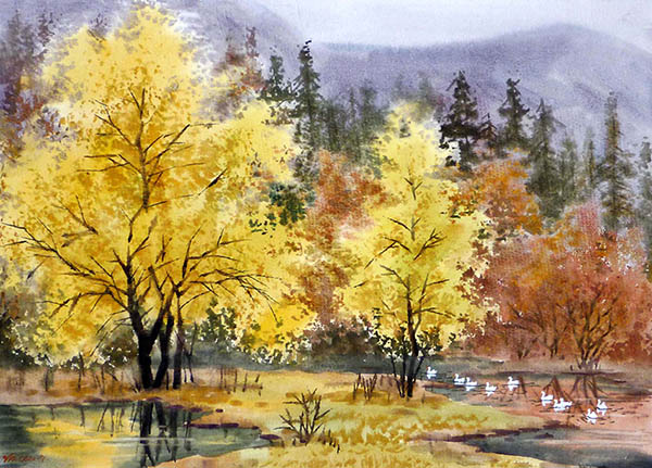 Scenery Watercolor Painting,36cm x 52cm(14〃 x 20〃),wcl71184014-z