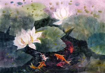 Flowers & Bird Watercolor Painting,53cm x 75cm,wcl72184001-x