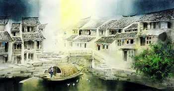 Scenery Watercolor Painting,55cm x 108cm,zdy71208002-x