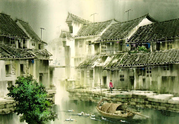 Scenery Watercolor Painting,53cm x 81cm(21〃 x 32〃),zmk71207001-z