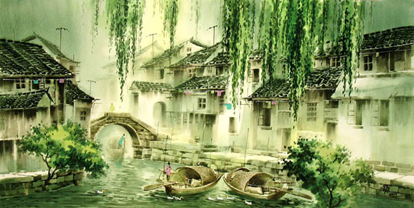 Scenery Watercolor Painting,57cm x 110cm(22〃 x 43〃),zmk71207002-z
