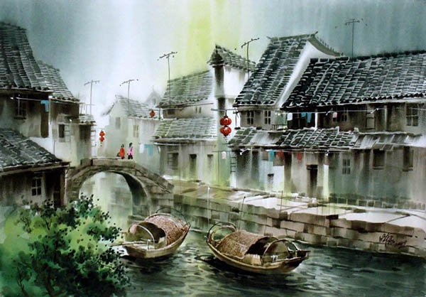 Scenery Watercolor Painting,50cm x 80cm(19〃 x 31〃),zmk71207003-z