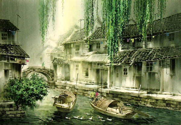 Scenery Watercolor Painting,53cm x 81cm(21〃 x 32〃),zmk71207005-z