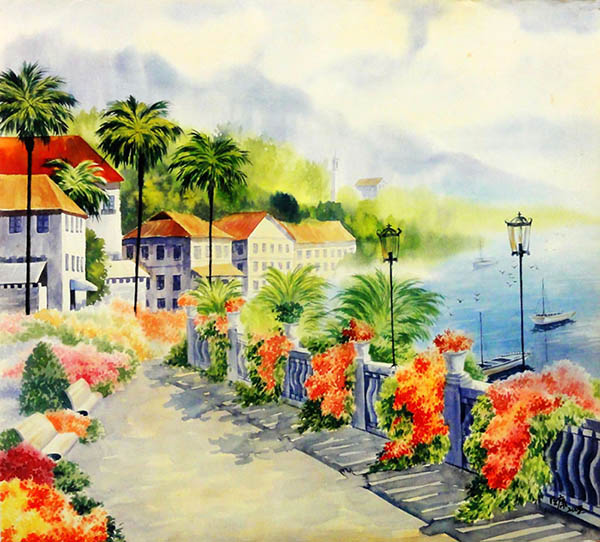 Scenery Watercolor Painting,55cm x 60cm(22〃 x 24〃),zmk71207008-z