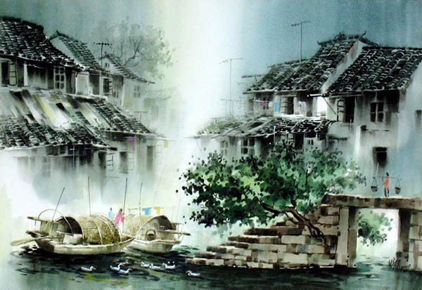 Scenery Watercolor Painting,55cm x 80cm(22〃 x 31〃),zmk71207010-z