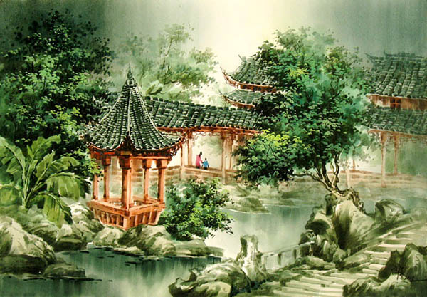 Scenery Watercolor Painting,55cm x 80cm(22〃 x 31〃),zmk71207011-z