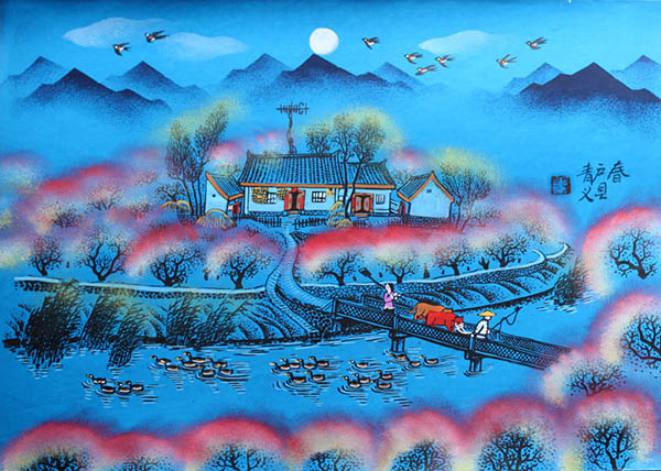 Peasant Watercolor Painting,36cm x 52cm(14〃 x 20〃),zqy7105003-z