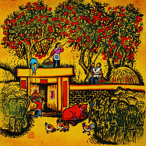 Peasant Watercolor Painting,25cm x 25cm(10〃 x 10〃),zqy7105010-z