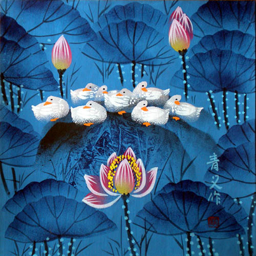 Flowers & Bird Watercolor Painting,25cm x 25cm(10〃 x 10〃),zqy7105011-z