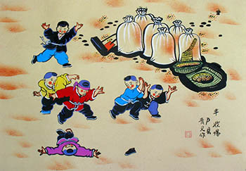 Peasant Watercolor Painting,36cm x 52cm,zqy7105012-x
