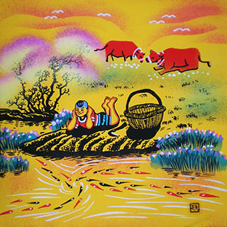 Peasant Watercolor Painting,25cm x 25cm,zqy7105015-x