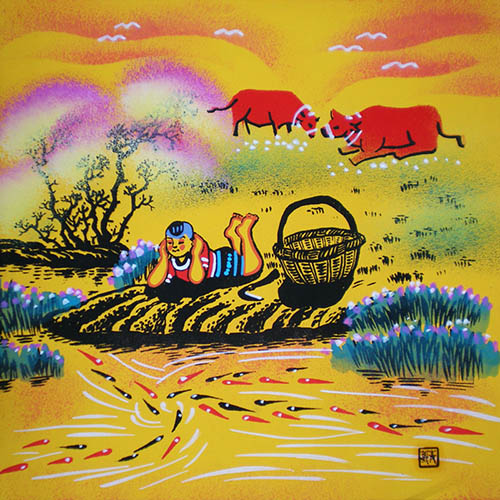 Peasant Watercolor Painting,25cm x 25cm(10〃 x 10〃),zqy7105015-z