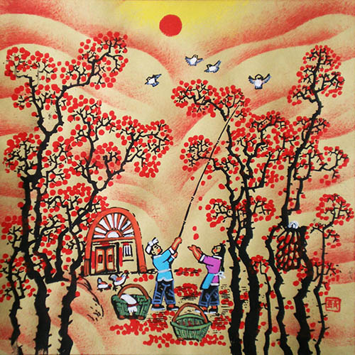 Peasant Watercolor Painting,25cm x 25cm(10〃 x 10〃),zqy7105018-z