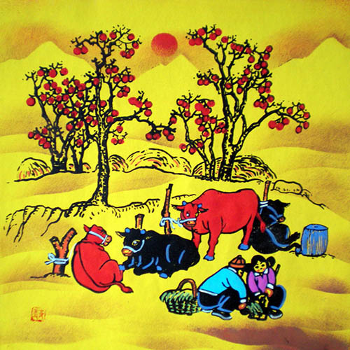 Peasant Watercolor Painting,25cm x 25cm(10〃 x 10〃),zqy7105023-z
