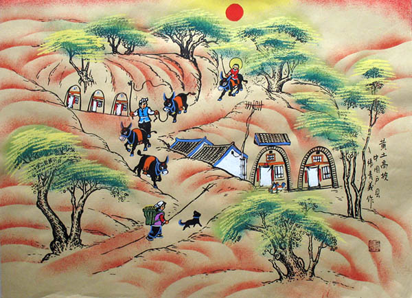 Peasant Watercolor Painting,36cm x 52cm(14〃 x 20〃),zqy7105024-z