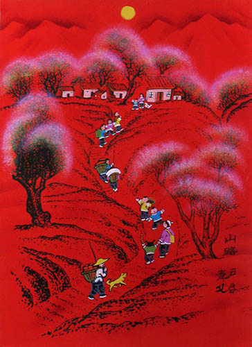 Peasant Watercolor Painting,36cm x 52cm(14〃 x 20〃),zqy7105030-z