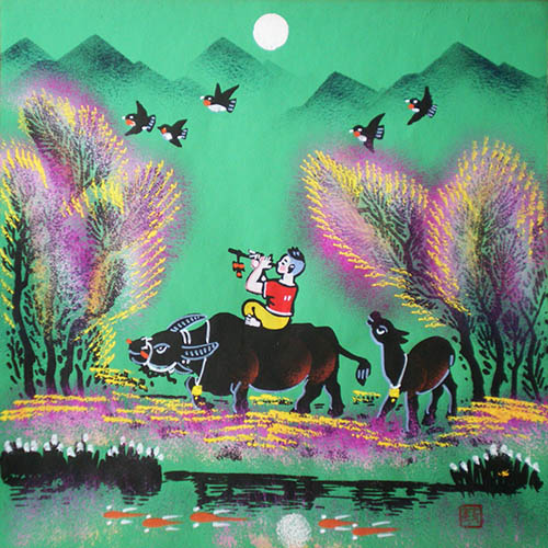 Peasant Watercolor Painting,25cm x 25cm(10〃 x 10〃),zqy7105034-z