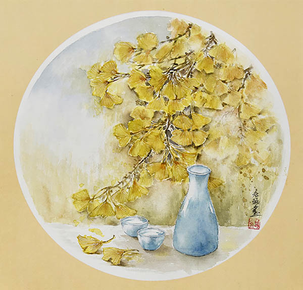Flowers & Bird Watercolor Painting,38cm x 38cm(15〃 x 15〃),zyz72110005-z