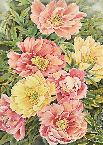 Flowers & Bird Watercolor Painting,50cm x 33cm(19〃 x 13〃),zyz72110007-z
