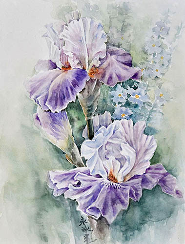Flowers & Bird Watercolor Painting,20cm x 30cm(7.8〃 x 11.8〃),zyz72110017-z