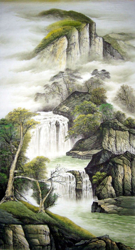 Chinese Waterfall Painting 1332012, 97cm x 180cm(38〃 x 70〃)