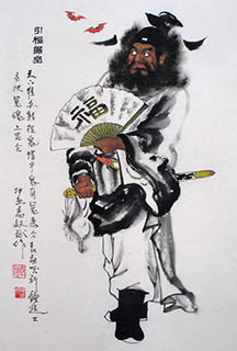 Chinese Zhong Kui Painting,46cm x 68cm,3519074-x