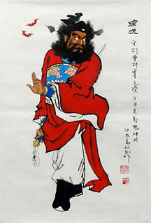 Chinese Zhong Kui Painting,46cm x 68cm,3519076-x