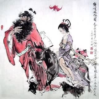 Chinese Zhong Kui Painting,69cm x 69cm,3549004-x