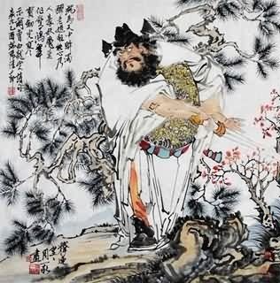 Chinese Zhong Kui Painting,69cm x 69cm,3776003-x