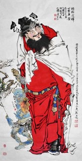 Chinese Zhong Kui Painting,66cm x 136cm,3776045-x