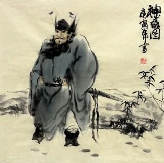 Chinese Zhong Kui Painting,40cm x 40cm,3784001-x