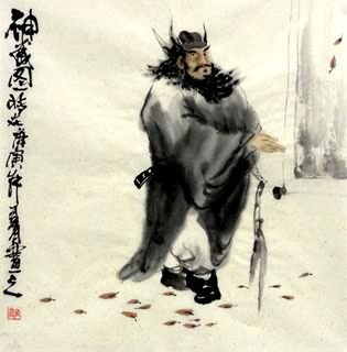 Chinese Zhong Kui Painting,40cm x 40cm,3784002-x