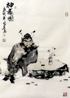 Chinese Zhong Kui Painting,43cm x 65cm,3784004-x