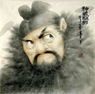 Chinese Zhong Kui Painting,66cm x 66cm,3970008-x